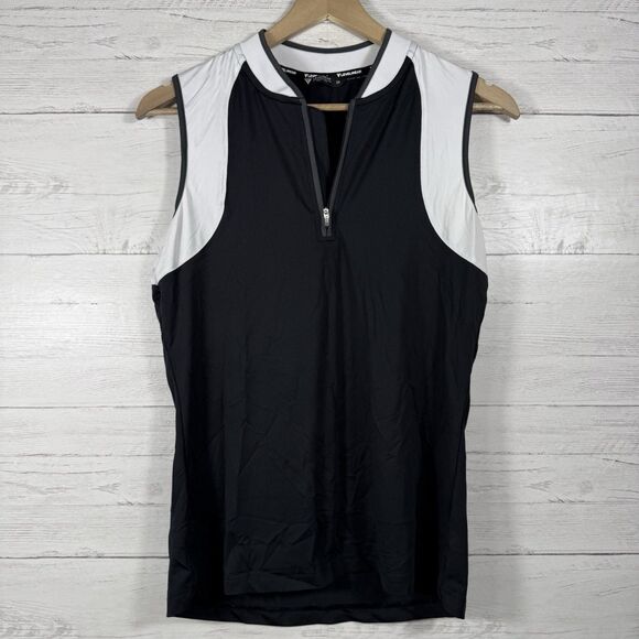 Levelwear Womens Size Small 1/4 Zip Golf Tank Lightweight Black White - Picture 1 of 5
